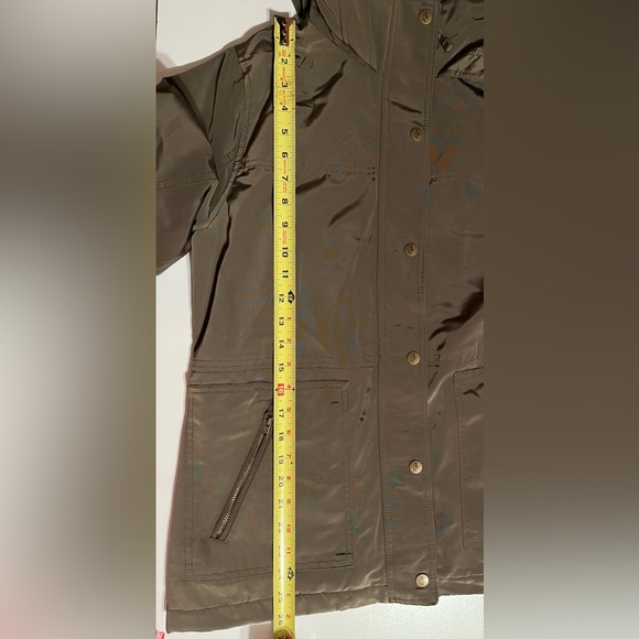 Women Abercrombie & Fitch fleece lined water & wind resistant army green coat L - Picture 11 of 12